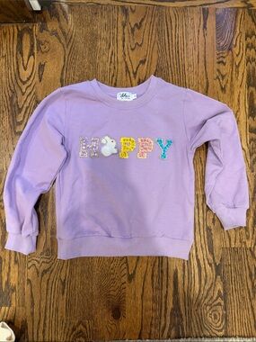 Lola + The Boys Lavender 'HOPPY' Appliqué Crewneck Sweatshirt